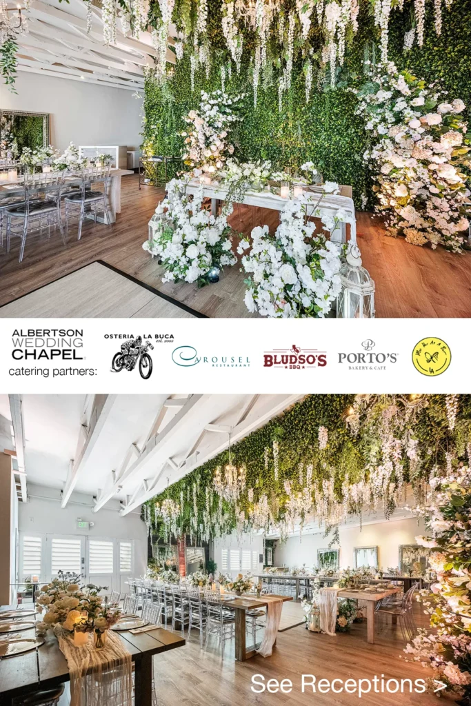 All inclusive trendy LA micro weddings at Albertson Wedding Chapel.