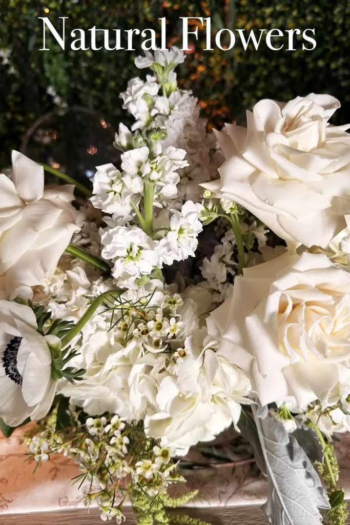 white natural flowers at albertson wedding chapel in LA