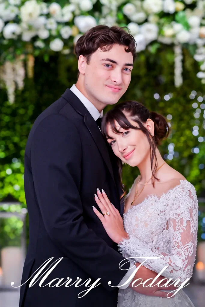 A young couple's wedding portrait at Albertson Wedding Chapel. They got married today.